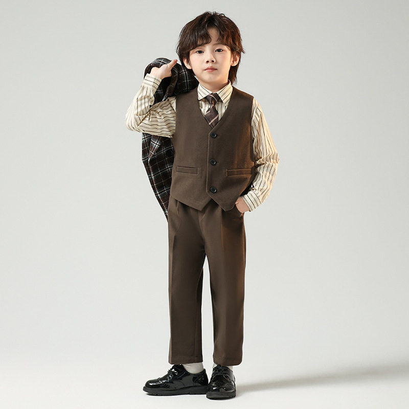 儿童西装休闲套装男童花童婚礼服钢琴演出表演服主持人小西服外套