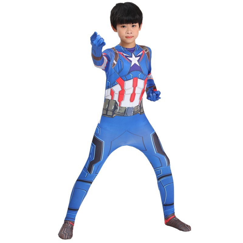 万圣节衣服美国队长服装cosplay连体衣儿童恶搞表演服道具蜘蛛侠