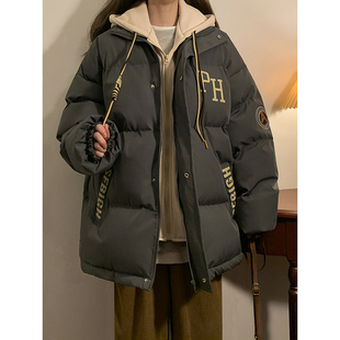 冬季连帽假两件棉衣女胖mm大码宽松棉服显瘦减龄学生加厚棉袄外套