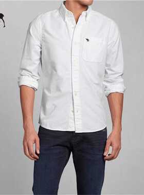 小鹿刺绣长袖衬衫纯棉商务衬衣牛津纺af休闲欧美男装修身大码上衣