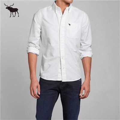 小鹿刺绣长袖衬衫纯棉商务衬衣牛津纺af休闲欧美男装修身大码上衣