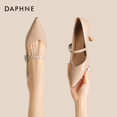达芙妮法式气质尖头细跟高跟鞋女