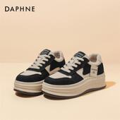 防滑小个子增高加绒保暖运动鞋 达芙妮厚底松糕板鞋 女2026秋冬新款