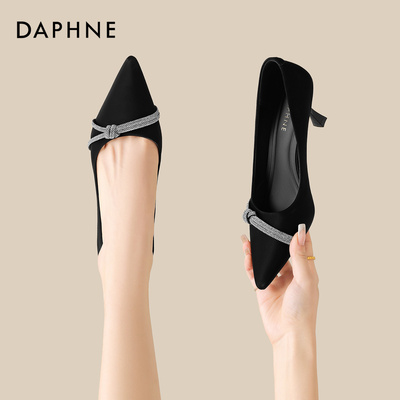 达芙妮法式气质水钻浅口高跟鞋女