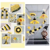 蜜袋鼯悬挂睡窝挂坠玩具攀爬绳跳台秋千 夏季 卡通手工编织套装