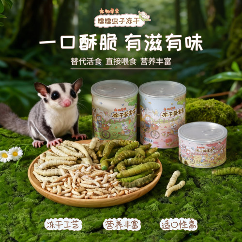 【糯糯冻干蜂蜜虫蚕宝宝豆青虫】蜜袋鼯松鼠金丝熊高蛋白虫子冻干