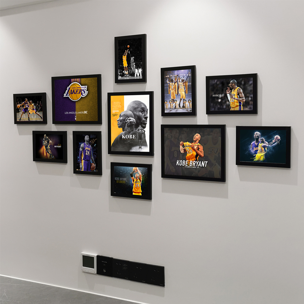 创意客厅照片墙NBA篮球星科比海报挂画宿舍卧室酒吧相框装饰画框图片