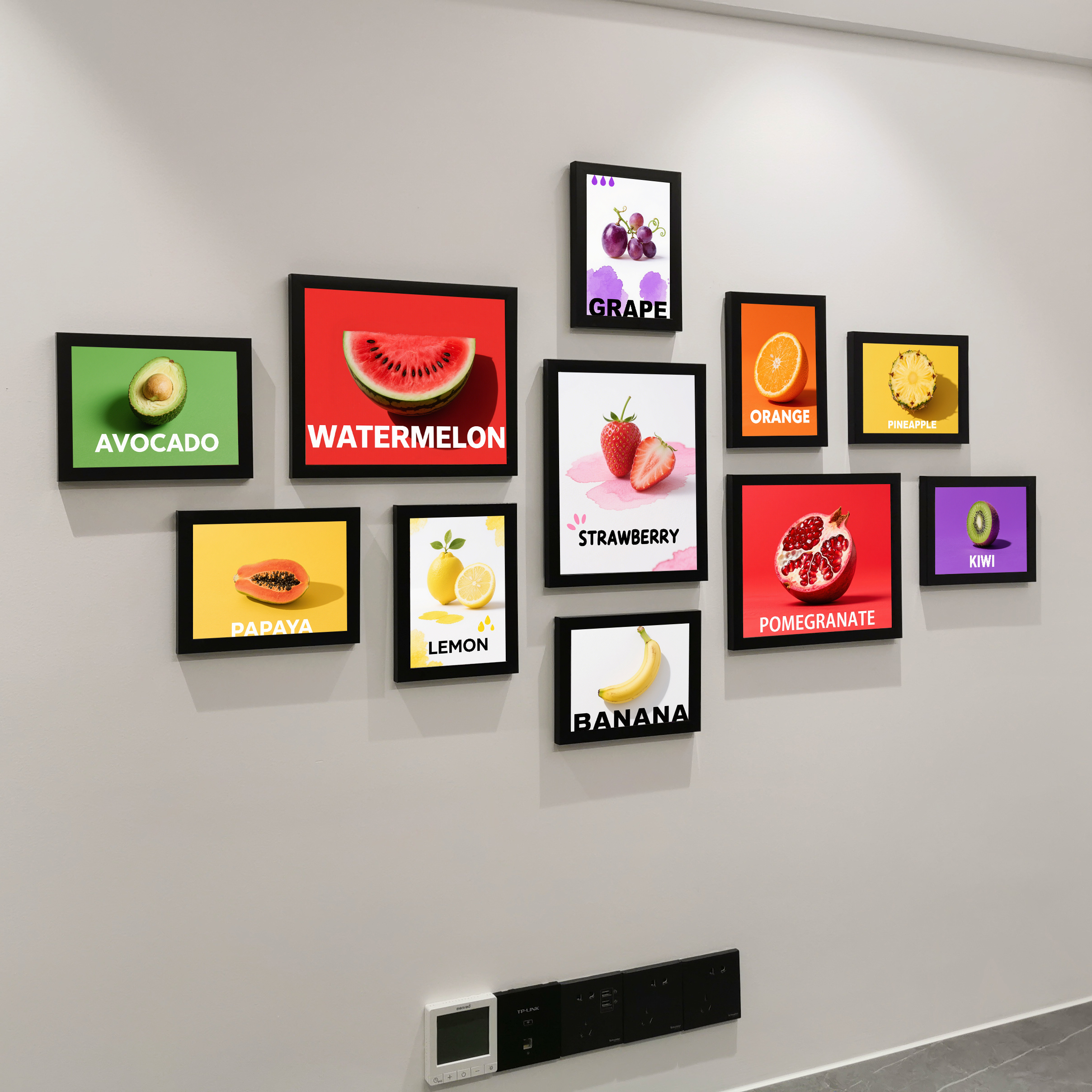 创意水果餐厅装饰画挂墙相框厨房简约壁画饭厅个性照片墙组合海报图片