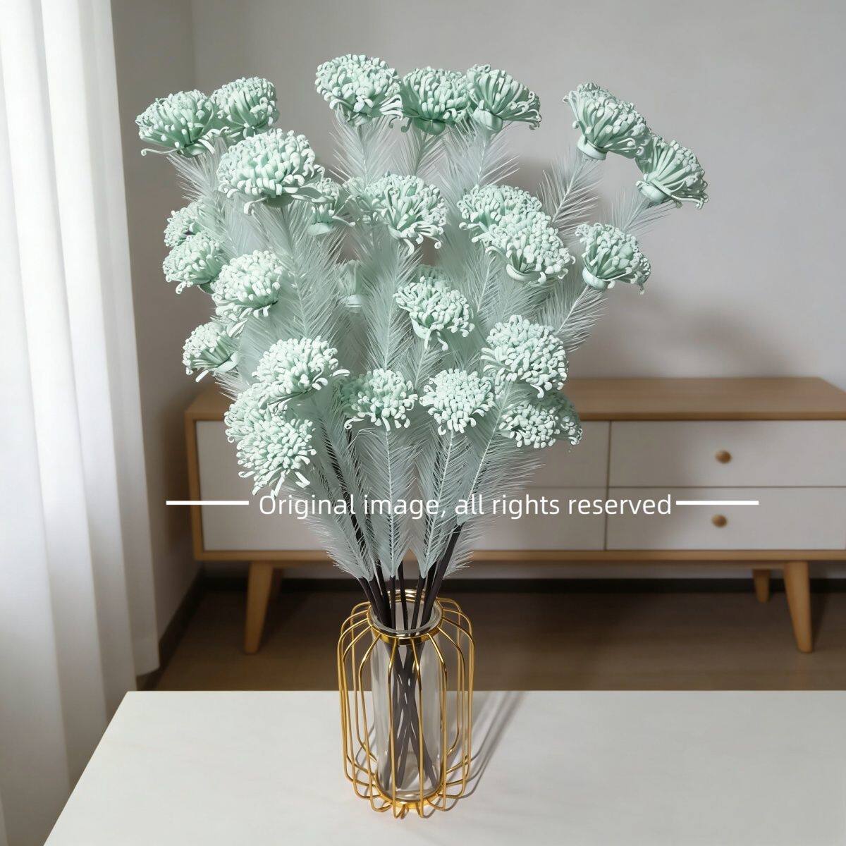 新品手工仿真芦苇摆设客厅摆件餐桌菊花花艺花束装饰插花假花家居