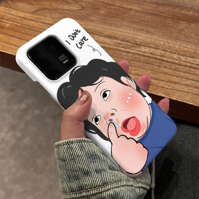 鼻涕男生 适用于小米13手机壳半包边磨砂硬壳小米14菲林个性创意简约时尚小众新款保护套耐脏卡通可爱日韩ins
