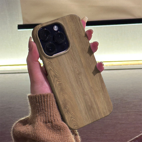 胡桃木纹 适用iPhone16ProMax手机壳15Pro半包磨砂菲林硬壳全包边苹果14ProMax个性13时尚12简约11/XR/XSMAX