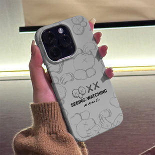 灰底芝麻街适用iPhone16ProMax手机壳15Pro半包磨砂菲林硬壳全包边苹果14ProMax个性13时尚12简约11/XR/XSMAX