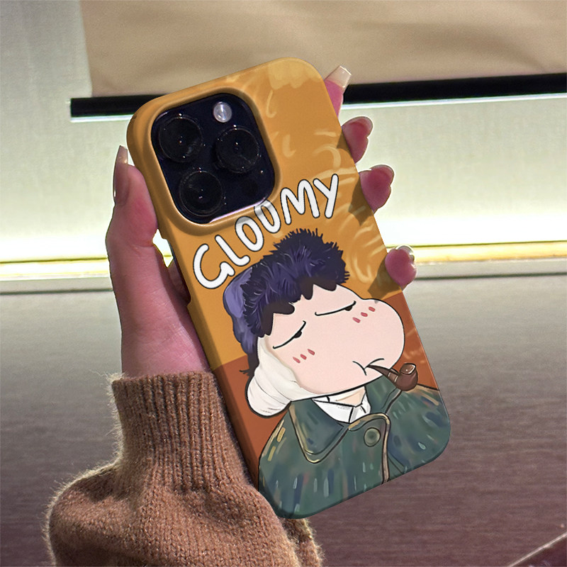 忧郁小孩适用于iPhone14ProMax手机壳磨砂硬壳苹果15Pro菲林iPhone13个性创意12Pro简约新款11保护套XR/XS/16