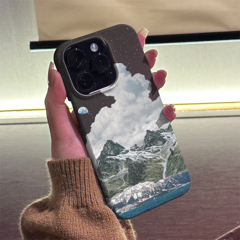 冰山夜晚适用iPhone16ProMax手机壳15Pro半包磨砂菲林硬壳全包边苹果14ProMax个性13时尚12简约11/XR/XSMAX