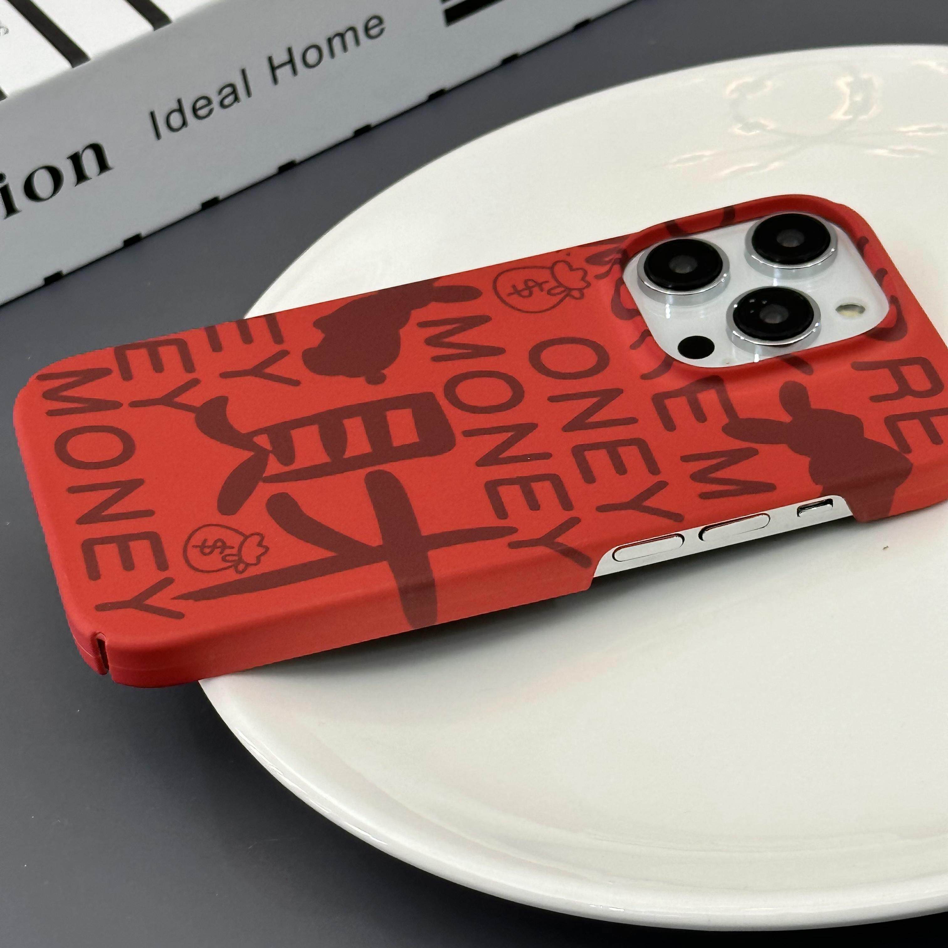 发财兔子适用苹果14ProMax手机壳iPhone13硬壳12Pro磨砂iPhone11新款XR/XSMAX/16/15PRO个性创意简约17PROMAX