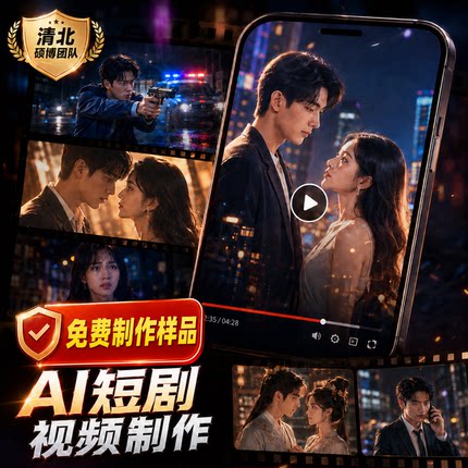 短视频制作AI短剧设计剪辑创意剧情电商主图AI视频带货宣传片定制