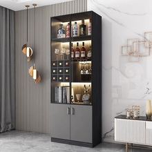 酒柜现代简约客厅靠墙小型展示柜高端实木定制家用轻奢玻璃门柜子