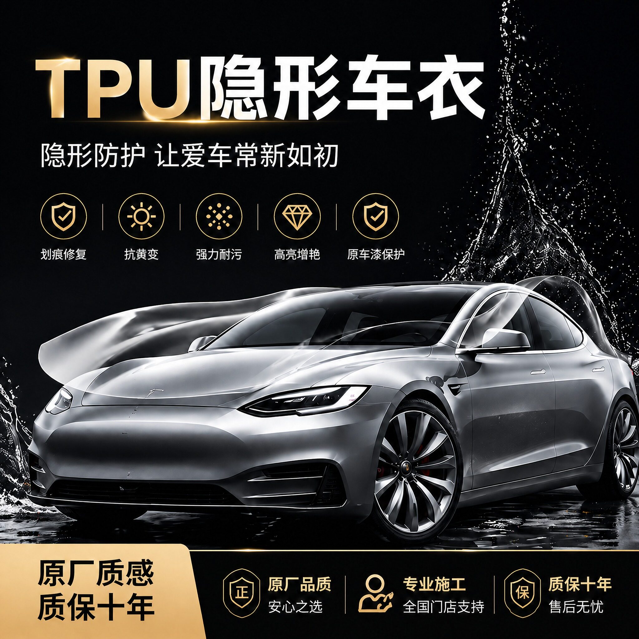 Dpong汽车漆面保护膜车身贴膜防刮蹭透明杜邦TPU隐形车衣膜自修复