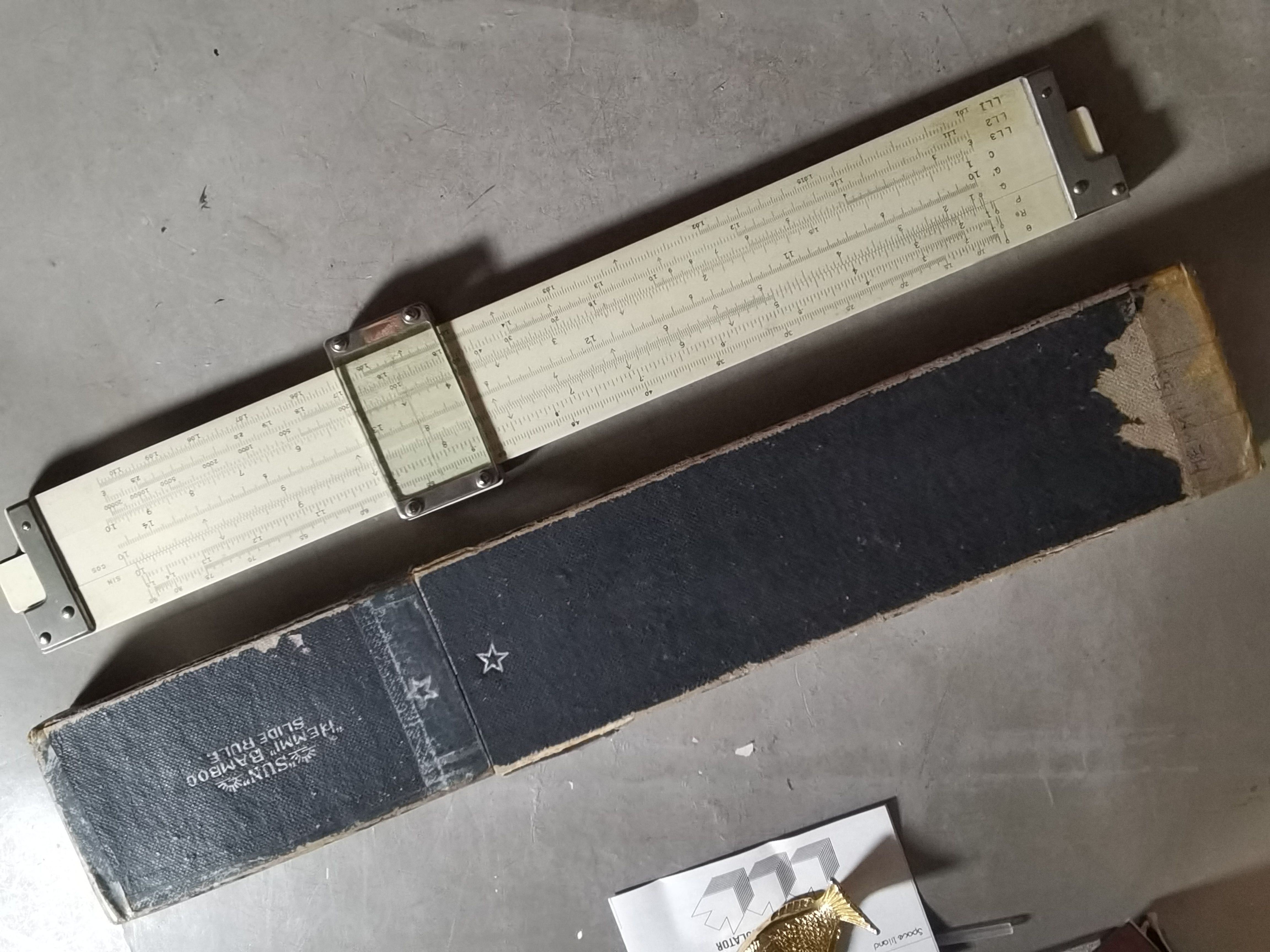 阅古斋日本SUNHEMMI正品二手计算尺怀旧学生绘图制图仪器文具包邮