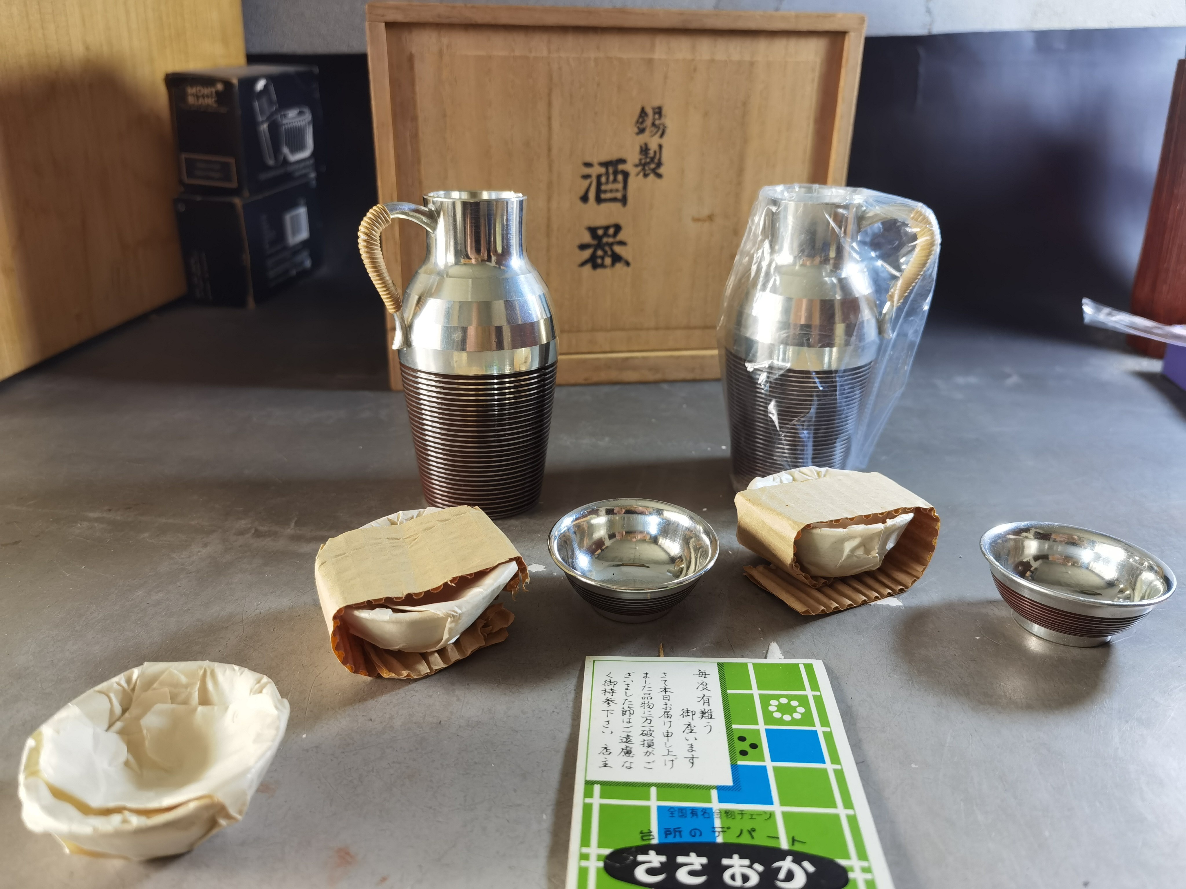 阅古斋日本本锡锡壶锡杯酒壶酒杯温酒壶热烫酒酒道具两壶五杯包邮