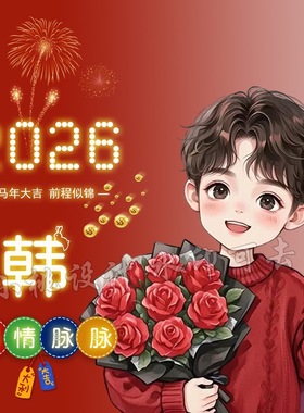 抖音直播同款2026年红色情侣姓氏谐音梗微信头像背景图定制作设计