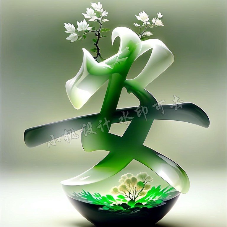 抖音直播间同款ai姓氏头像微信头像艺术字定制设计翡翠花高清图片