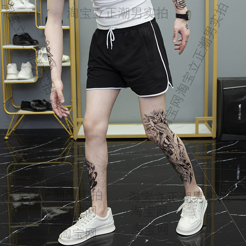 夏季薄款纯棉短裤男运动三分裤外穿纯色休闲弹力3分4沙滩裤大裤衩