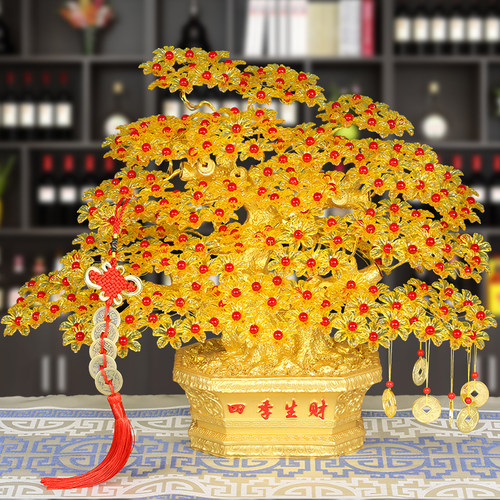 手工串珠亚克力发财树摆件装饰品