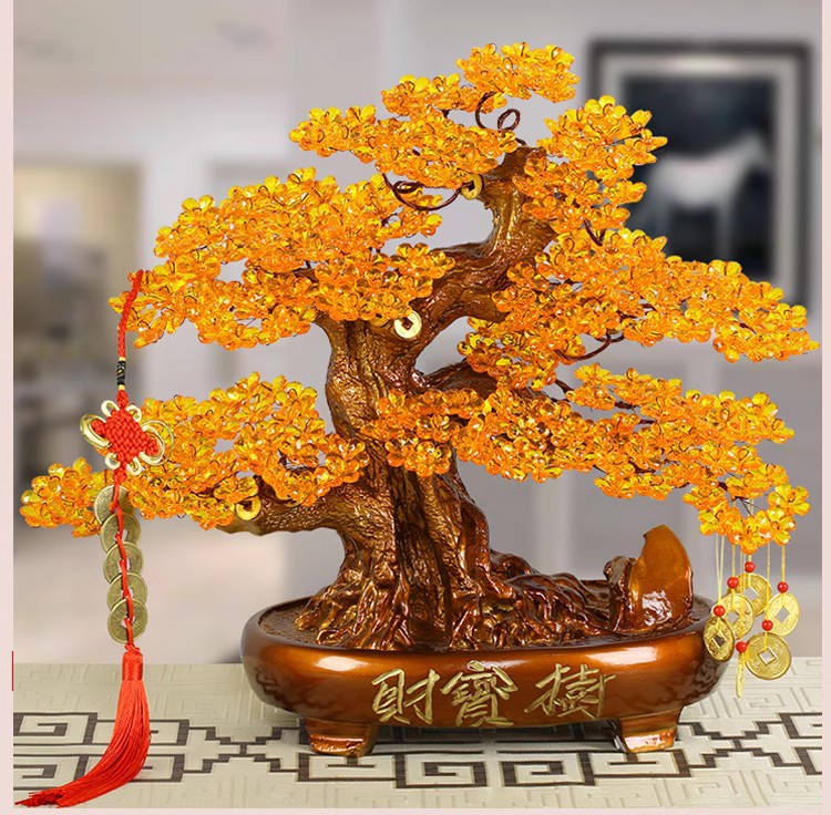 手工DIY串珠发财树招财摆件