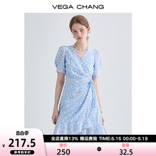 新款 复古法式 CHANG连衣裙女2024年夏季 VEGA 碎花系带长裙气质显瘦