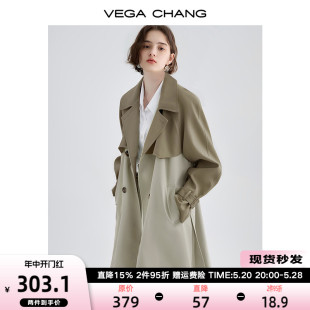 2024年春秋设计感拼色高级感英伦风外套 VEGA CHANG风衣女中长款