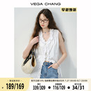 VEGA CHANG衬衫 女2025新款 夏轻薄透气正反两穿休闲V领荷叶边小衫