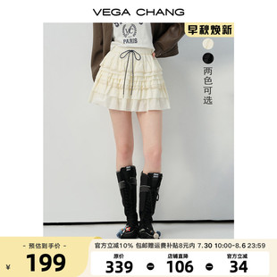 VEGA 小个子甜美荷叶边a字蛋糕短裙 CHANG半身裙女2025年秋季 新款
