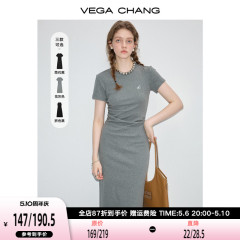 VEGA CHANG连衣裙女2024年夏季新款显瘦气质减龄长裙高级感t恤裙