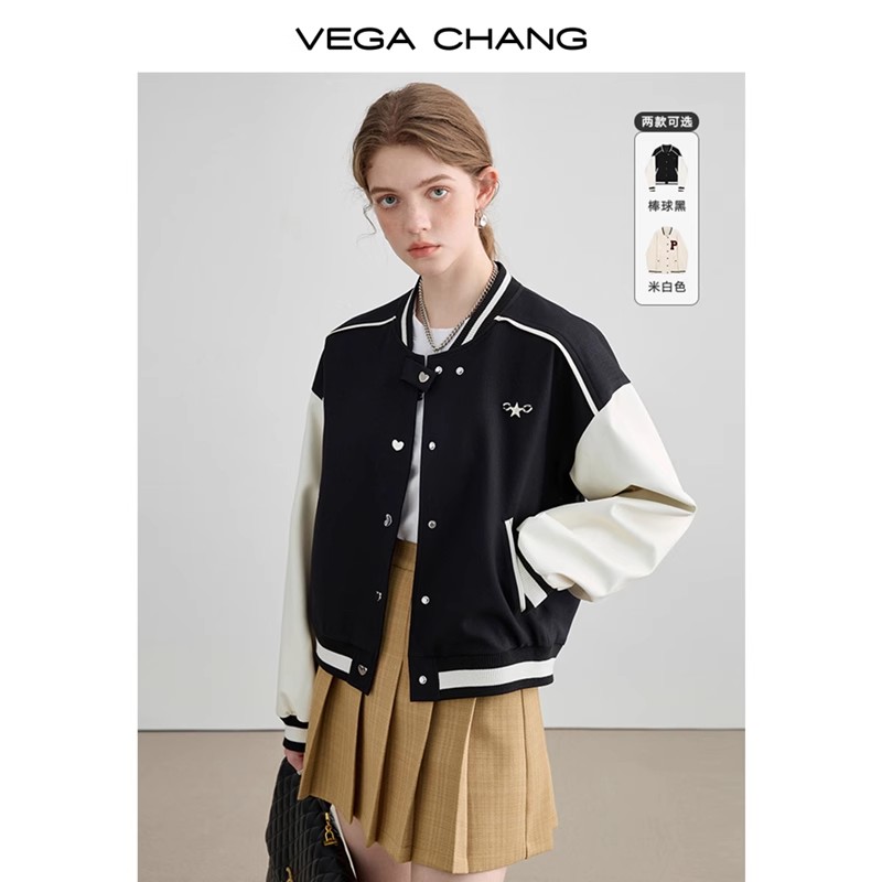 VEGA CHANG棒球服外套女2024春季新款设计感宽松显瘦美式夹克上衣