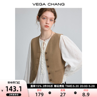 复古上衣ins潮 马甲背心女2024春秋美拉德穿搭时尚 CHANG短款 VEGA