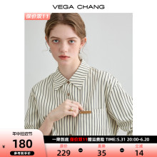 CHANG条纹衬衫 女2024年春秋新款 复古时尚 长袖 正肩上衣ins潮 VEGA