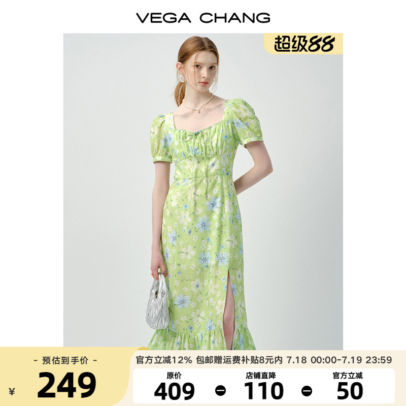 VEGACHANG法式碎花连衣裙