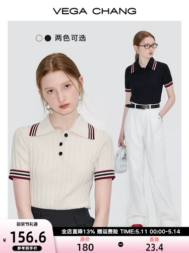 Летняя ретро трикотажная футболка с коротким рукавом, 2024 года, воротник поло