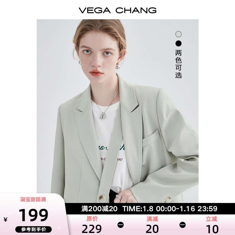 VEGA CHANG小西装女2024春秋新款韩版小众设计感宽松女士西服外套