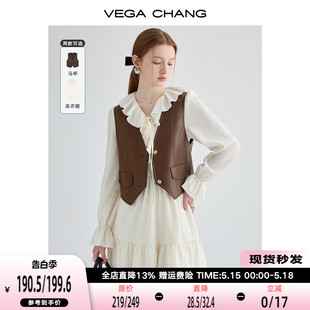 温柔荷叶边灯笼袖 新款 仙女裙子 CHANG白色连衣裙女2024年春季 VEGA