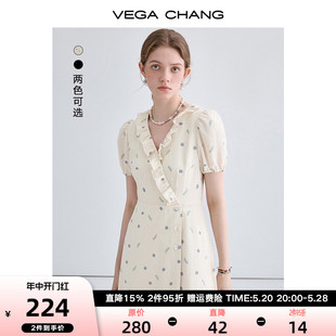 连衣裙女2024年夏季 VEGA 长裙 CHANG短袖 一片式 裙型设计感法式 新款