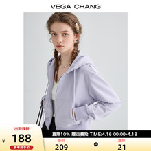 VEGA CHANG连帽卫衣女2024年春季新款慵懒休闲高级感显瘦短款上衣