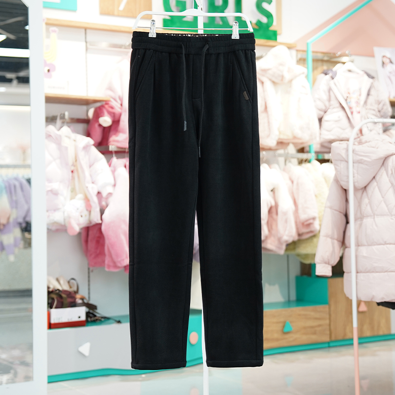 松紧裤男生毛呢质感温暖加绒保暖冬运动休闲裤潮牌男装直筒长裤子