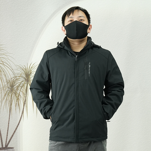 新款 户外风连帽可拆卸帽夹克男宽松保暖防风夹棉薄款 外套2025冬季