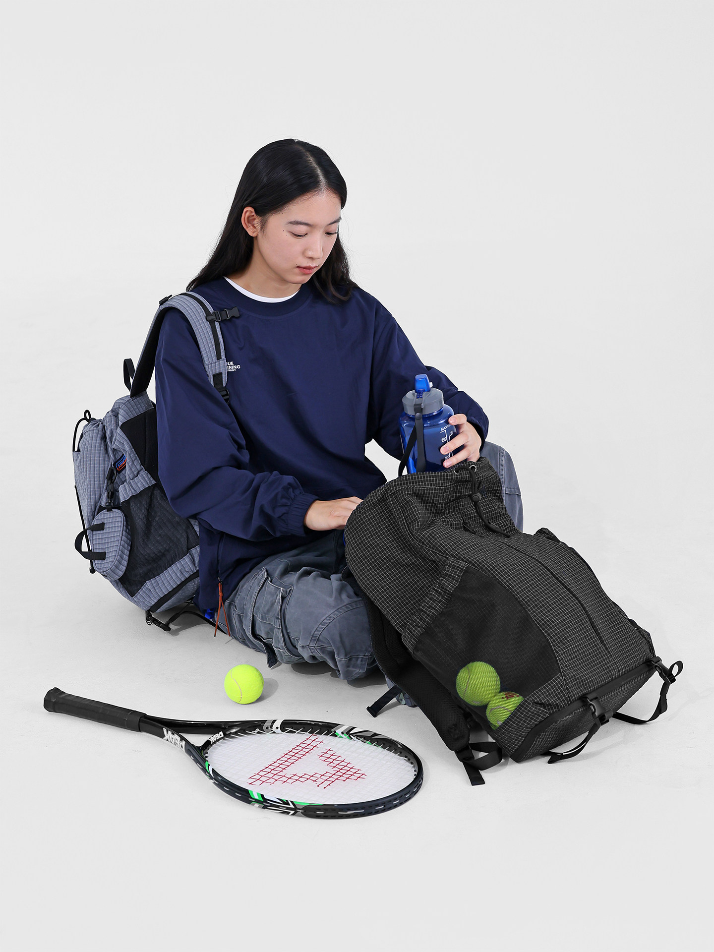 juniorMYEDITION Backpack Commuter Outdoor Tennis Bag Drawstring Hidden Plaid Sports Badminton Backpack - Thumbnail 6
