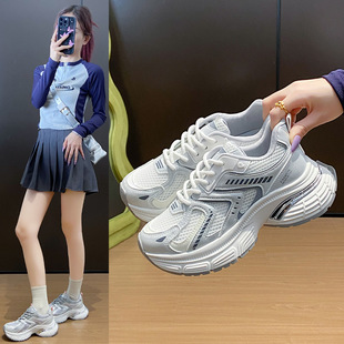 新款 女2025夏季 ins韩版 老爹鞋 厚底A106 学生运动跑步鞋 休闲鞋