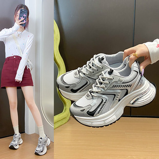 新款 女2025夏季 ins韩版 老爹鞋 厚底A101 学生运动跑步鞋 休闲鞋