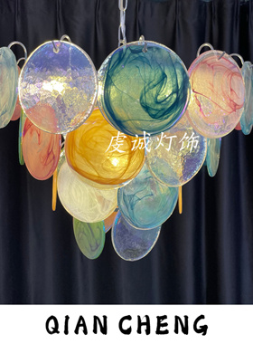意大利murano穆拉诺法式复古彩色手工玻璃客厅餐厅主卧衣帽间吊灯