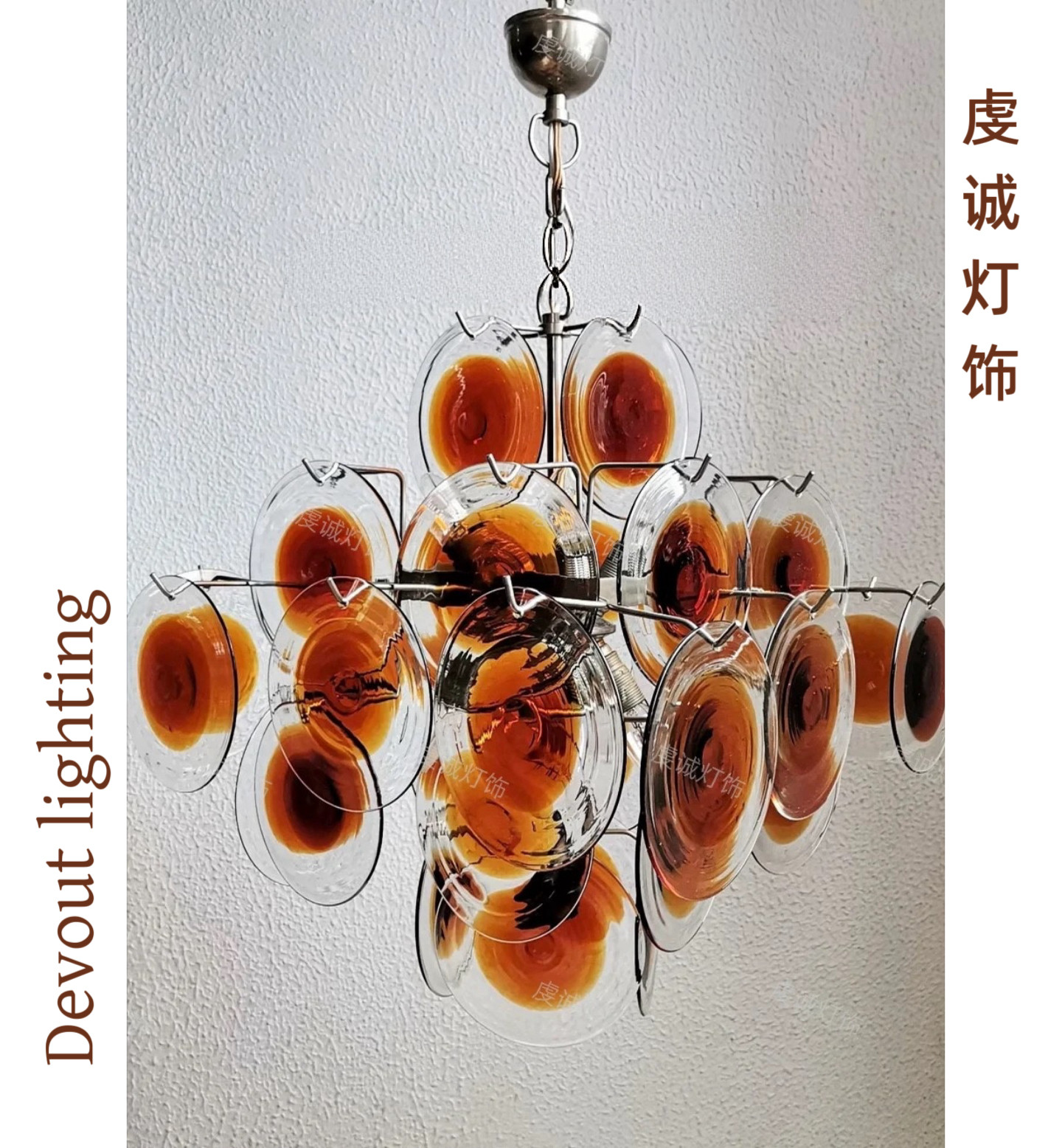Murano穆拉诺36头透明琥餐厅吊灯